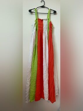 Truth NYC Striped Maxi Dress in White, Green & Red